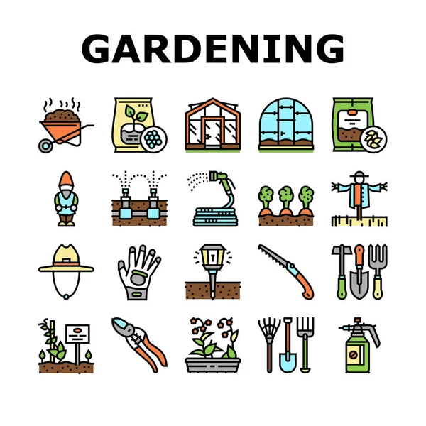 Tuinbenodigdheden Verzameling Pictogrammen Vector instellen — Stockvector