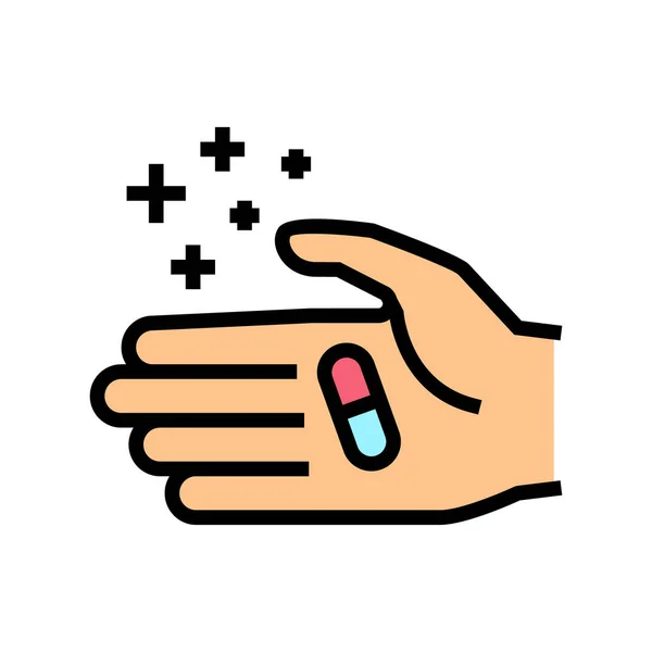 Hand holding homeopathy pill color icon vector illustration — Stock Vector