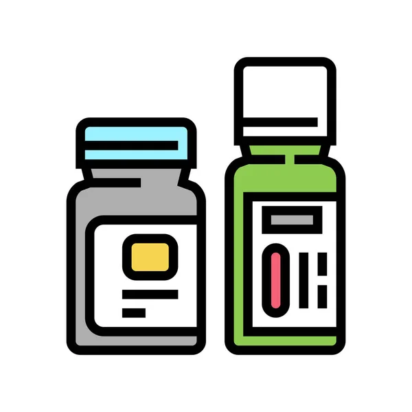 Flaschen mit Homöopathie Medikament Farbe Symbol Vektor Illustration — Stockvektor