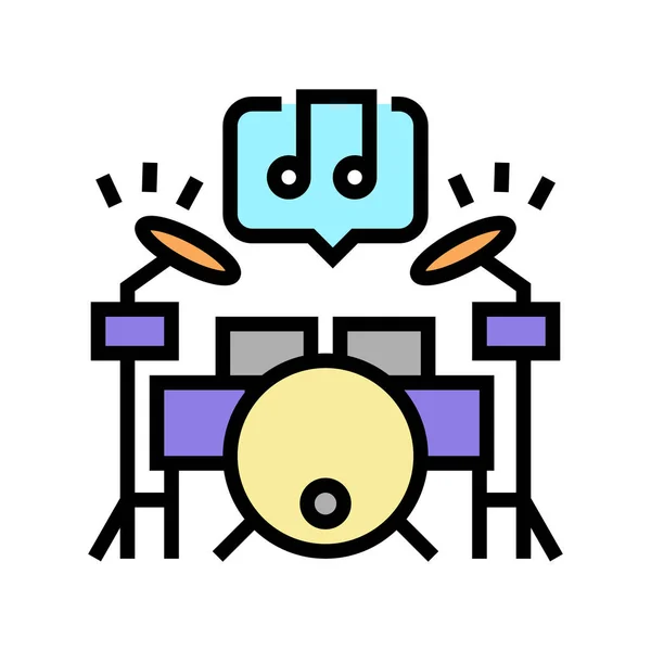 Spelen muziekinstrument mens vrije tijd kleur pictogram vector illustratie — Stockvector