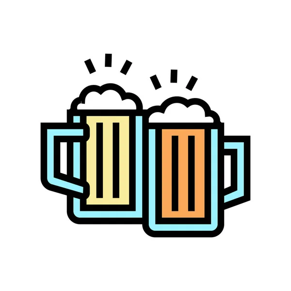 Beber cerveza mens ocio color icono vector ilustración — Vector de stock