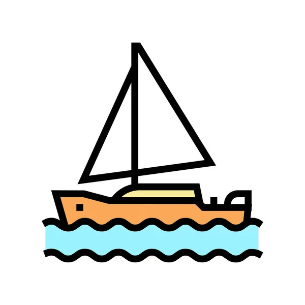 Jacht mężczyzn czas wolny kolor ikona wektor ilustracja — Wektor stockowy