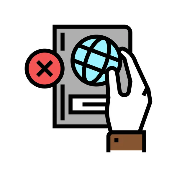 Passaporte perdido documento refugiado cor ícone vetor ilustração — Vetor de Stock
