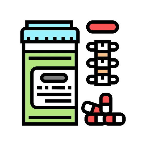 Schmerzmittel Tabletten Skoliose Farbe Symbol Vektor Illustration — Stockvektor