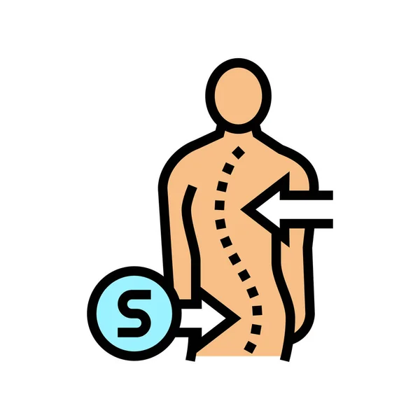 S-shape scoliosis 색상 아이콘 벡터 삽화 — 스톡 벡터