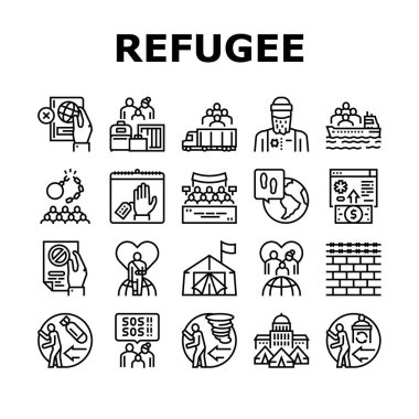 Refugee From Problem Collection Icons Set Vector clipart