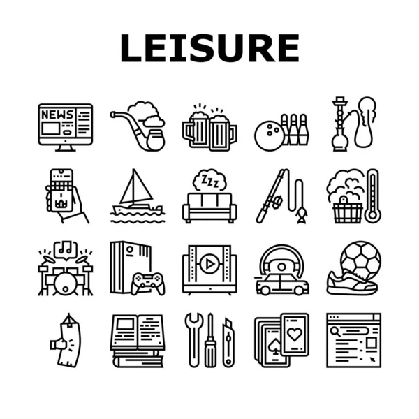 Mens Leisure Time Collection Ícones Set Vector — Vetor de Stock