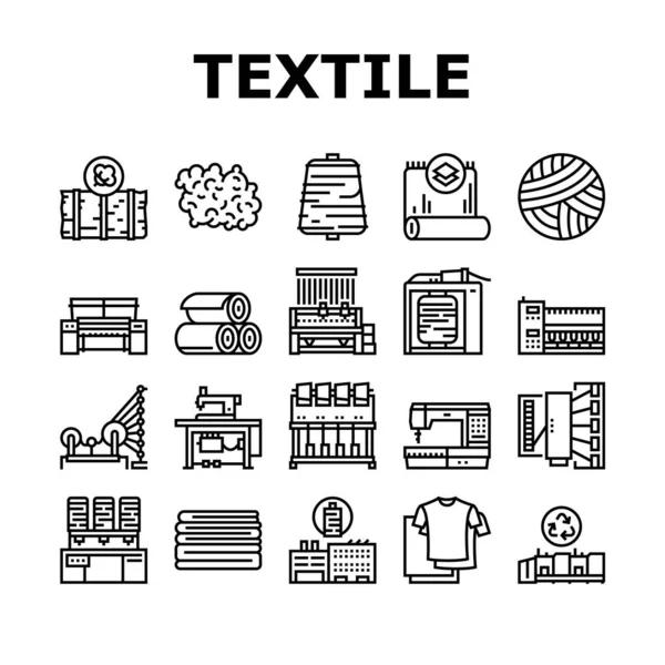 Vector de conjunto de iconos de colección de producción textil — Vector de stock