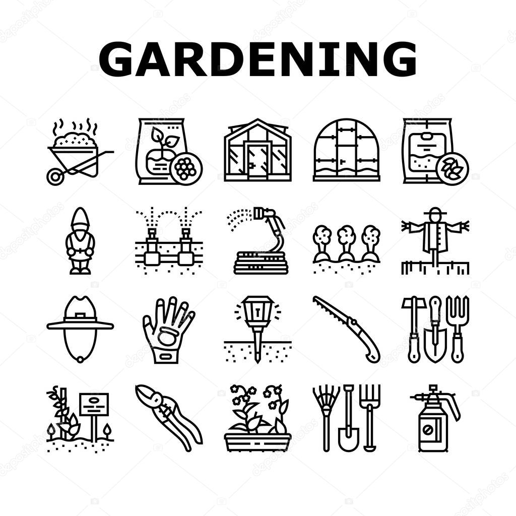 Gardening Equipment Collection Icons Set Vector