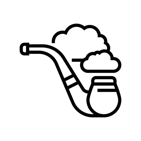 Roken pijp mens recreatie lijn pictogram vector illustratie — Stockvector