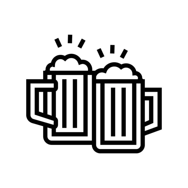 Bier trinken Herren Freizeit Linie Symbol Vektor Illustration — Stockvektor