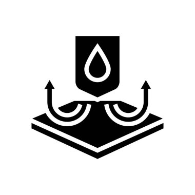 su geçirmez kumaş özellikleri glifin vektör illüstrasyonu