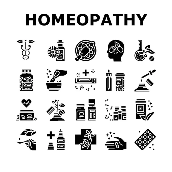 Homeopatia Medicine Collection Ikony zestaw wektor — Wektor stockowy