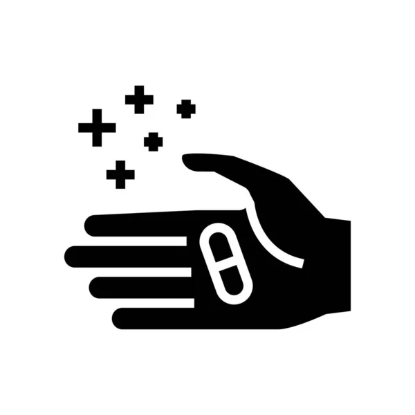 Hand holding homeopathy pill glyph icon vector illustration — Stock Vector