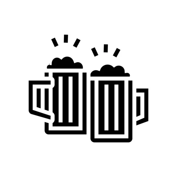 Bier trinken Herren Freizeit Glyphen Symbol Vektor Illustration — Stockvektor