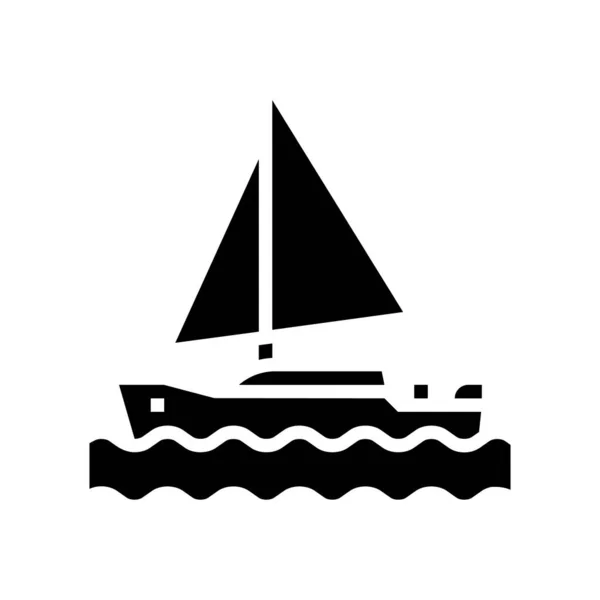 Yacht hommes loisirs glyphe icône vectoriel illustration — Image vectorielle
