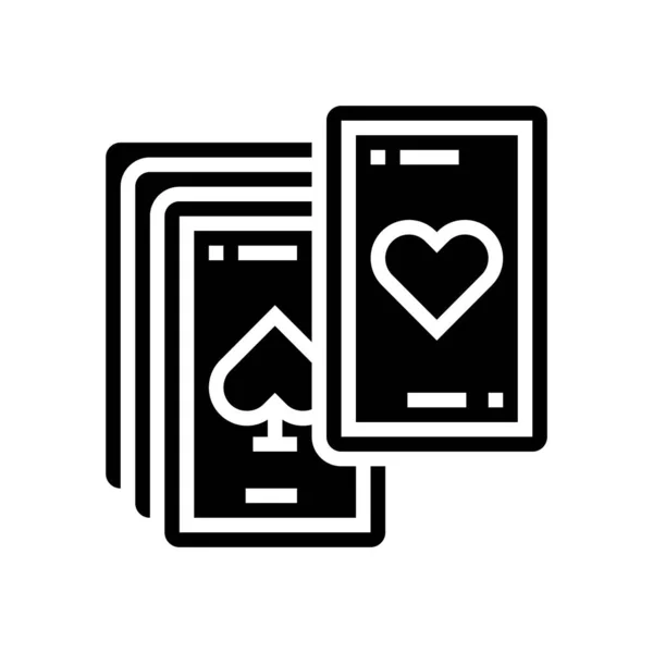 Jugar cartas mens ocio glifo icono vector ilustración — Vector de stock