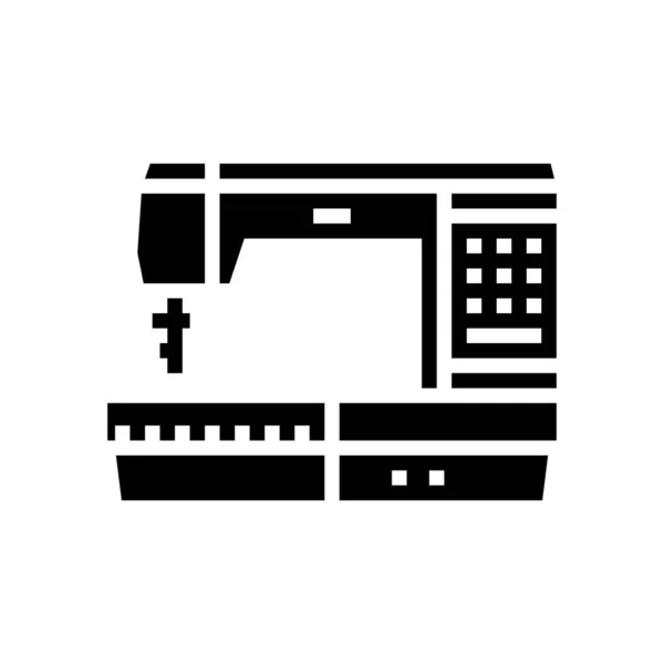 Machine à coudre équipement textile glyphe icône vectoriel illustration — Image vectorielle