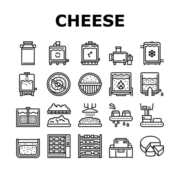 Ensemble d'icônes de production de fromage vectoriel — Image vectorielle