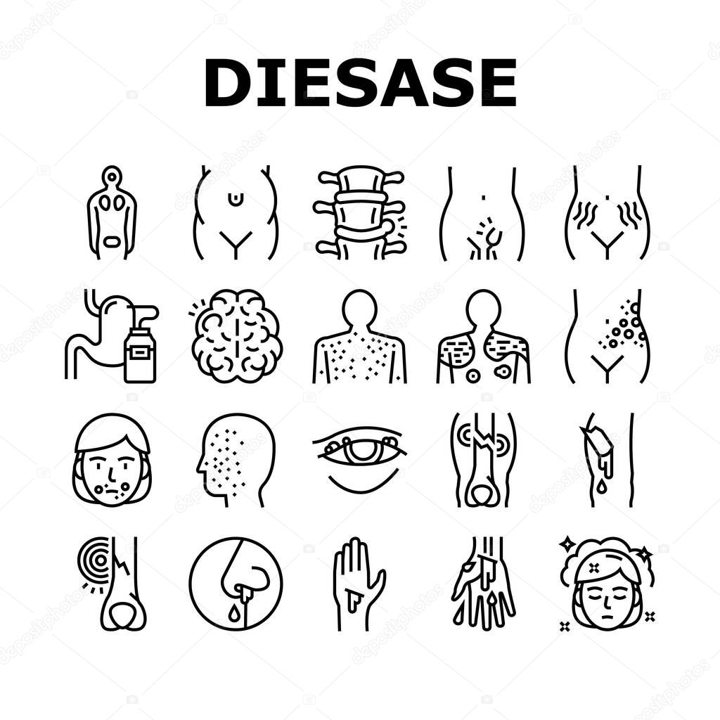 Disease Health Problem Collection Icons Set Vector