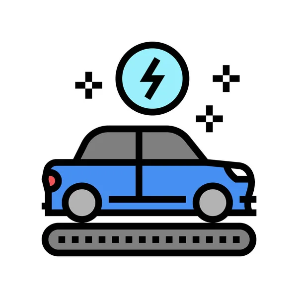 Manufacturing electric car color icon vector illustration — Stock Vector