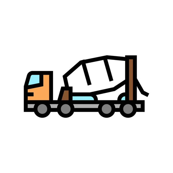 Camión concreto transporte color icono vector ilustración — Archivo Imágenes Vectoriales