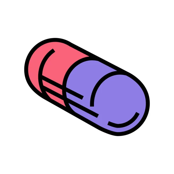 Capsule médicament pharmaceutique production couleur icône vectoriel illustration — Image vectorielle