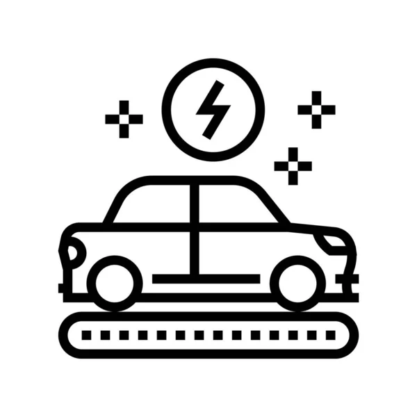 Vervaardiging van elektrische auto lijn pictogram vector illustratie — Stockvector