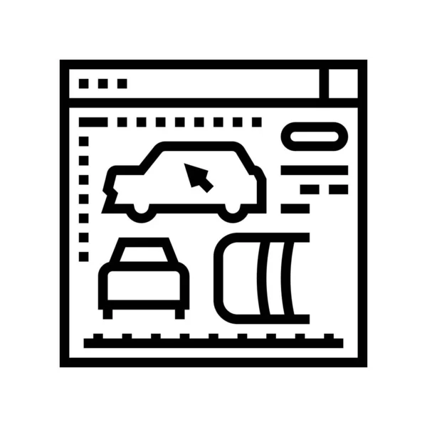 Desarrollo de diseño y la línea de aspecto del coche icono de la ilustración vector — Archivo Imágenes Vectoriales