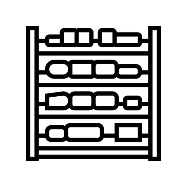 Scaffali linea di produzione formaggio icona vettoriale illustrazione — Vettoriale Stock
