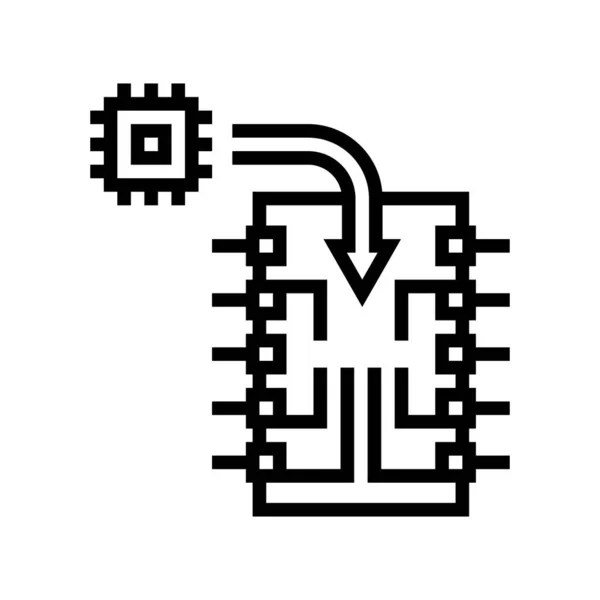 Chip installatie halfgeleider productie lijn pictogram vector illustratie — Stockvector