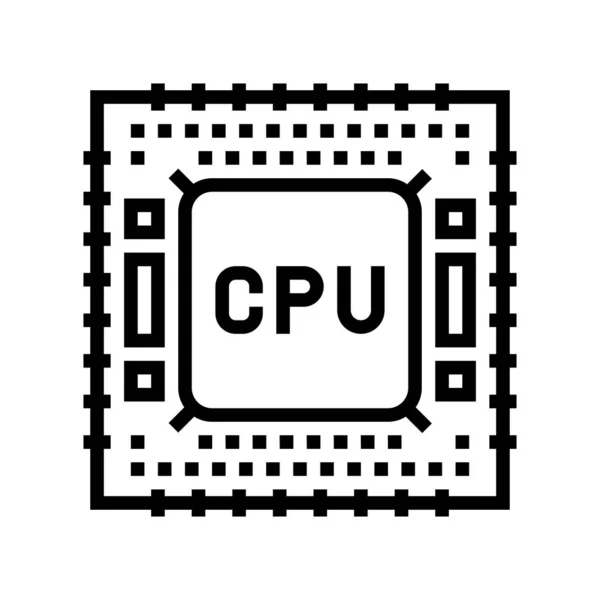 Illustration vectorielle d'icône de ligne de fabrication de semi-conducteurs cpu — Image vectorielle