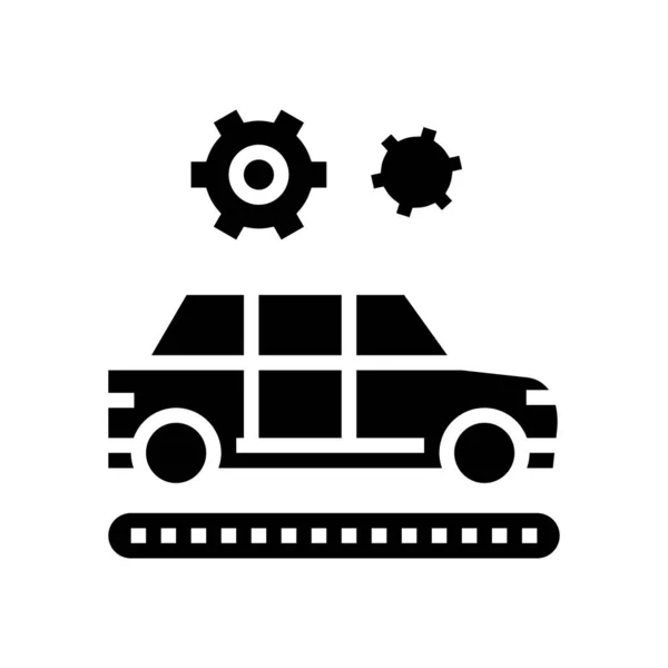 Manufacturing car glyph icon vector illustration — Stock Vector