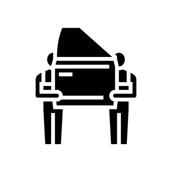 Travail humain voiture usine glyphe icône vectoriel illustration — Image vectorielle