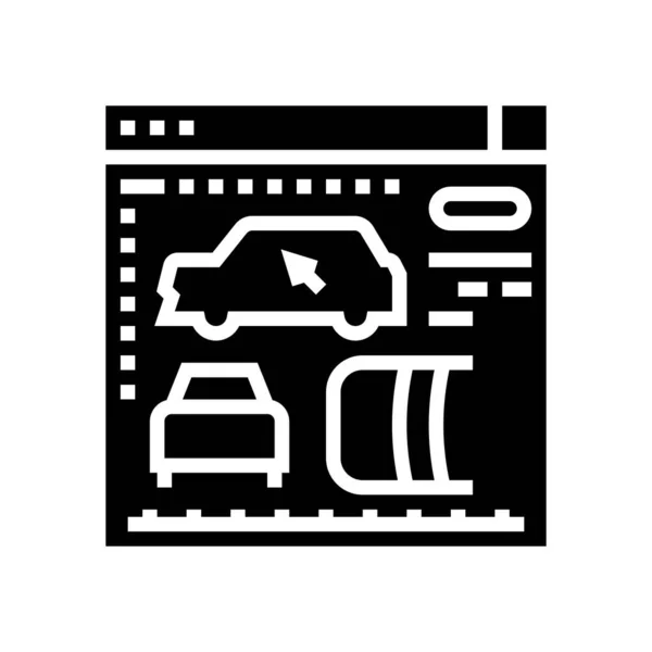 Ontwerp ontwikkeling en auto verschijning glyph pictogram vector illustratie — Stockvector