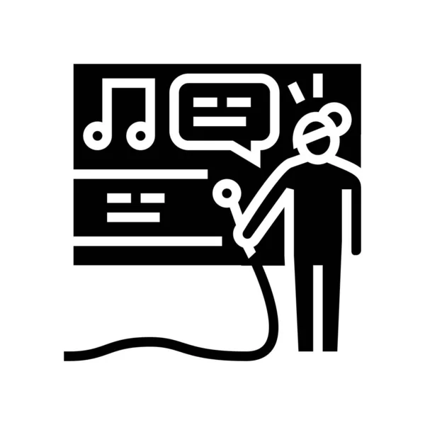 Karaoke vrije tijd glyph pictogram vector illustratie — Stockvector