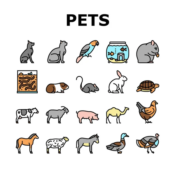 Домашние животные домашние животные коллекции иконы набор вектор — стоковый вектор