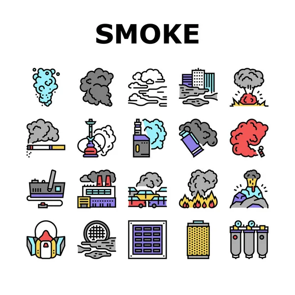 Füst és köd Steam gyűjtemény ikonok beállítása vektor — Stock Vector