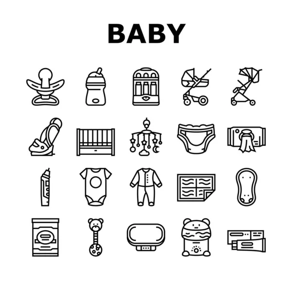 Baby Shop Selling Tool Collection Icons Set Vektor — Stockvektor