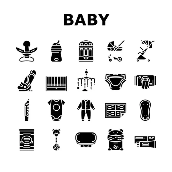 Baby Shop Selling Tool Collection Icons Set Vektor — Stockvektor