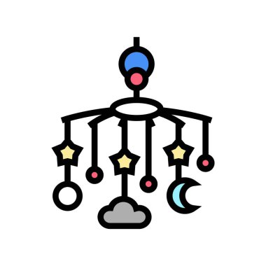 Beşik başına atlıkarınca bebek renk ikonu çizimi