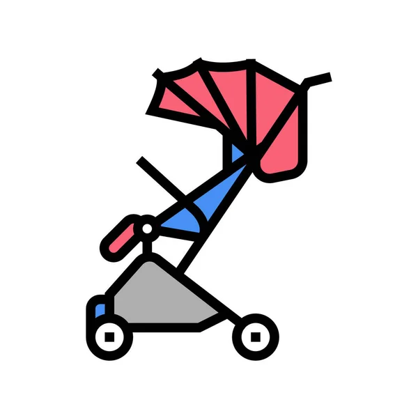 Passeggino passeggiata bambino icona a colori vettoriale illustrazione — Vettoriale Stock