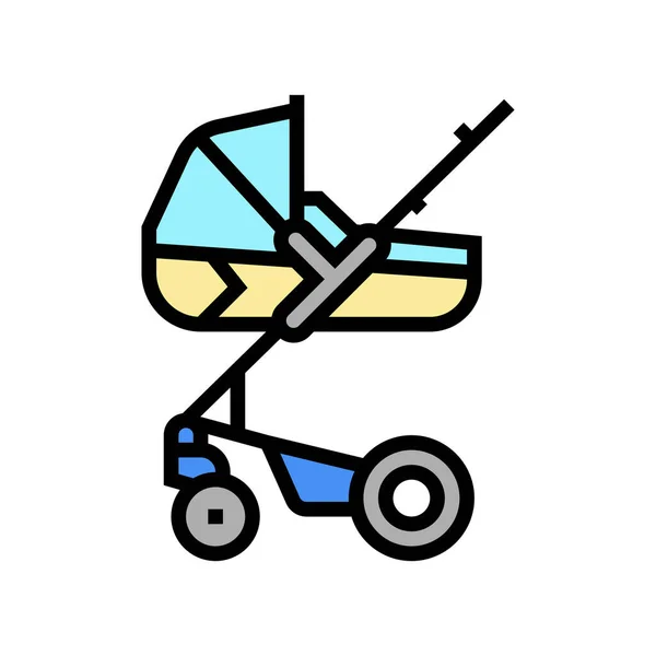 Stroller carrycot baby color icon vector illustration — Stock Vector