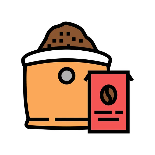 Café molido bolsa color icono vector ilustración — Vector de stock