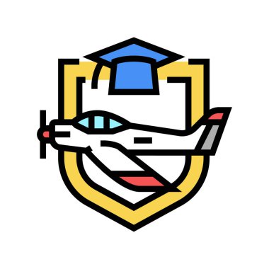 mezuniyet uçuş okulu renk ikonu vektör illüstrasyonu