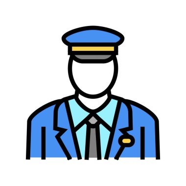 pilot uçuş okulu renk ikonu vektör illüstrasyonu