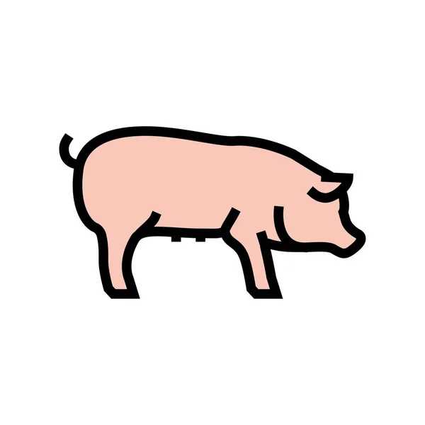 Pig domestic animal color icon vector illustration — Stock Vector