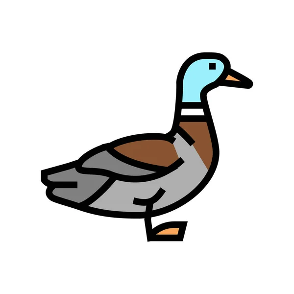 Ördek kuşu renk ikonu vektör çizimi — Stok Vektör