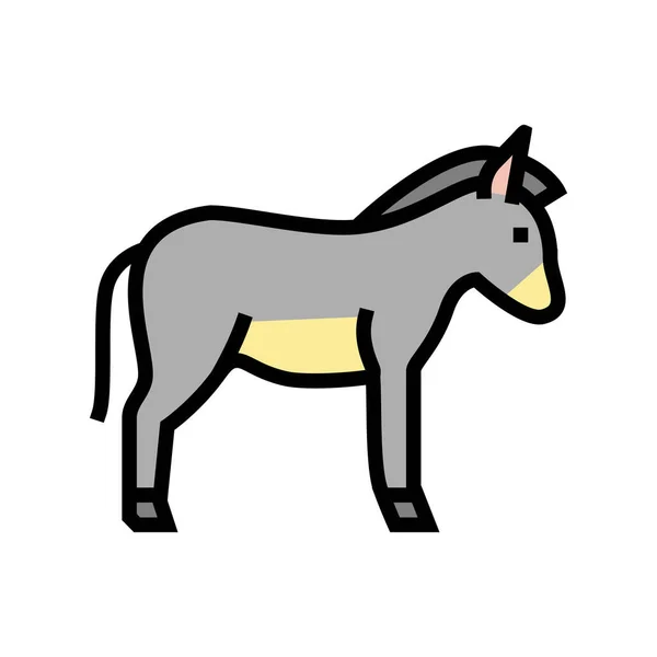 Burro doméstico cor animal ícone vetor ilustração — Vetor de Stock