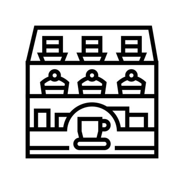 Kahve Kafe çizgisi ikon vektör illüstrasyonunda tatlı gösterisi